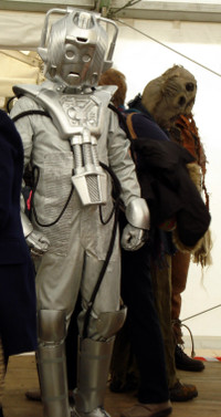 Dalek Invasion of Portsmouth 2013: A Cyberman and a couple of Scarecrows.
