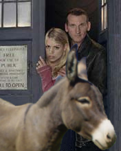 The Doctor, Rose and a donkey