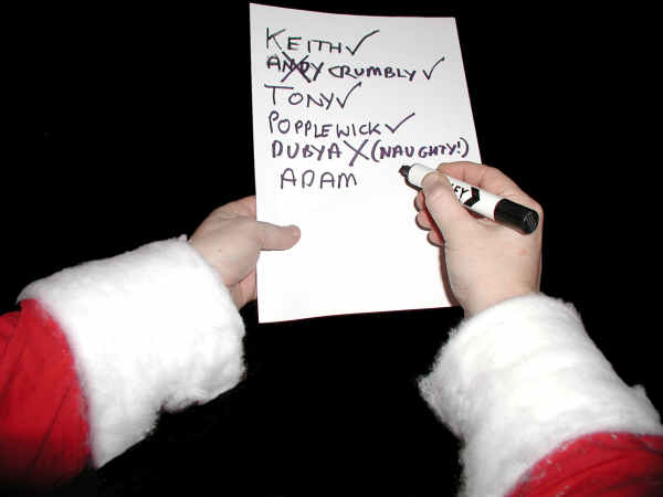 Father Christmas goes through his present list